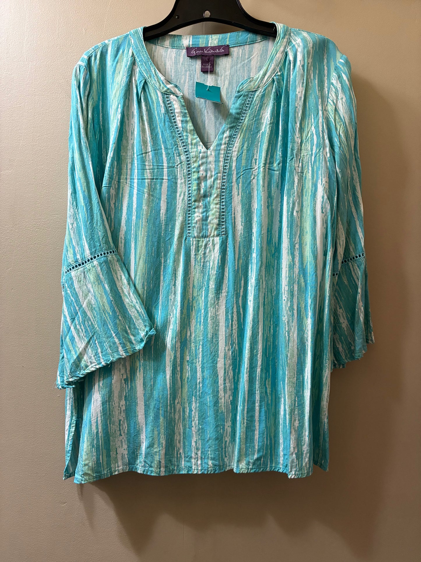 teal, white Gloria Vanderbilt womens top, large