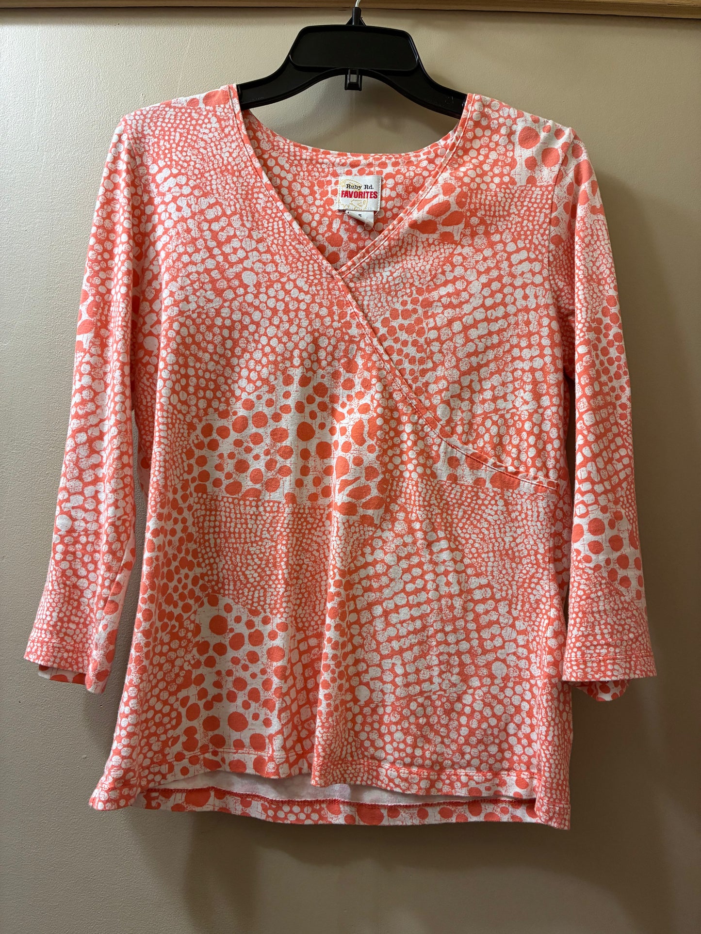 coral, white Ruby Rd. womens top, small