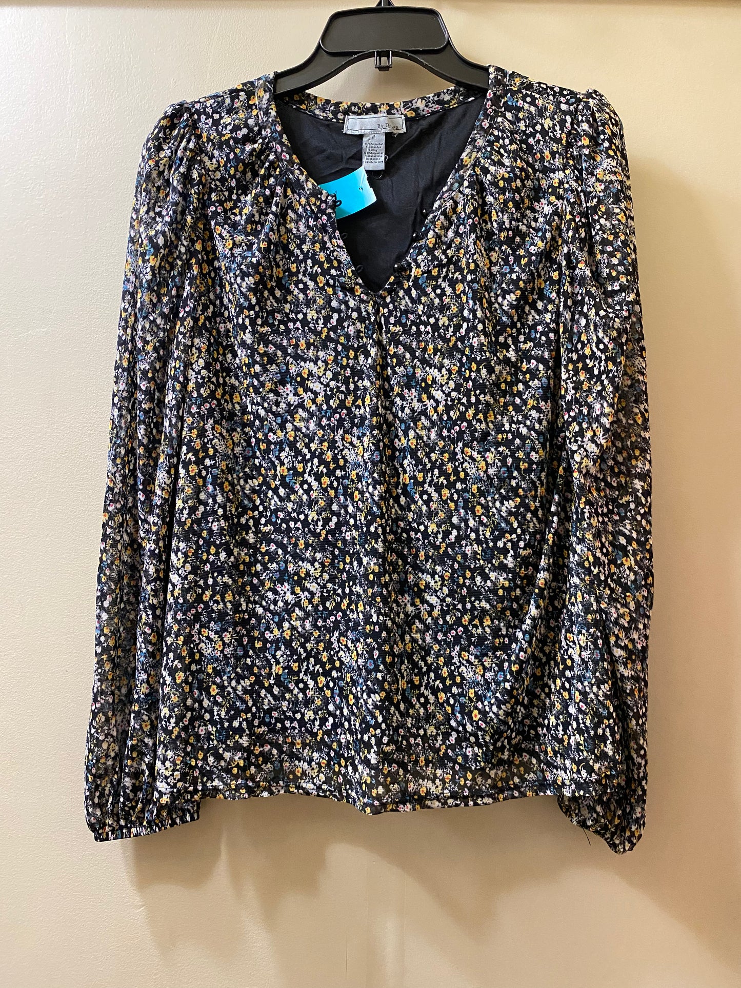black floral By Design womens tops, medium