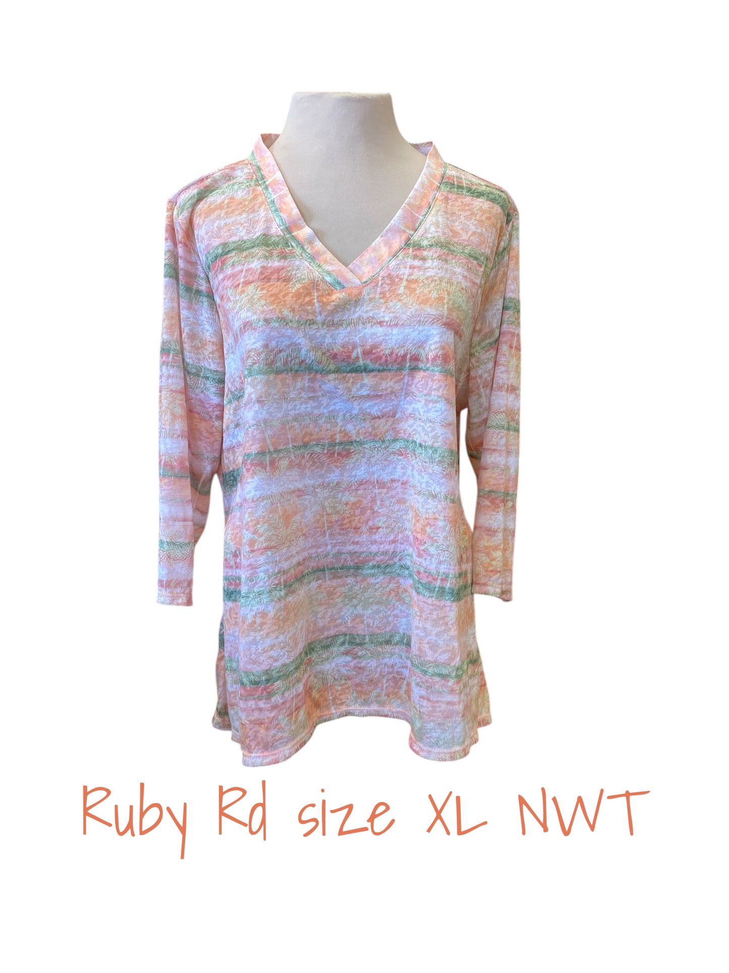 peach, multi Ruby Rd. womens top, XL