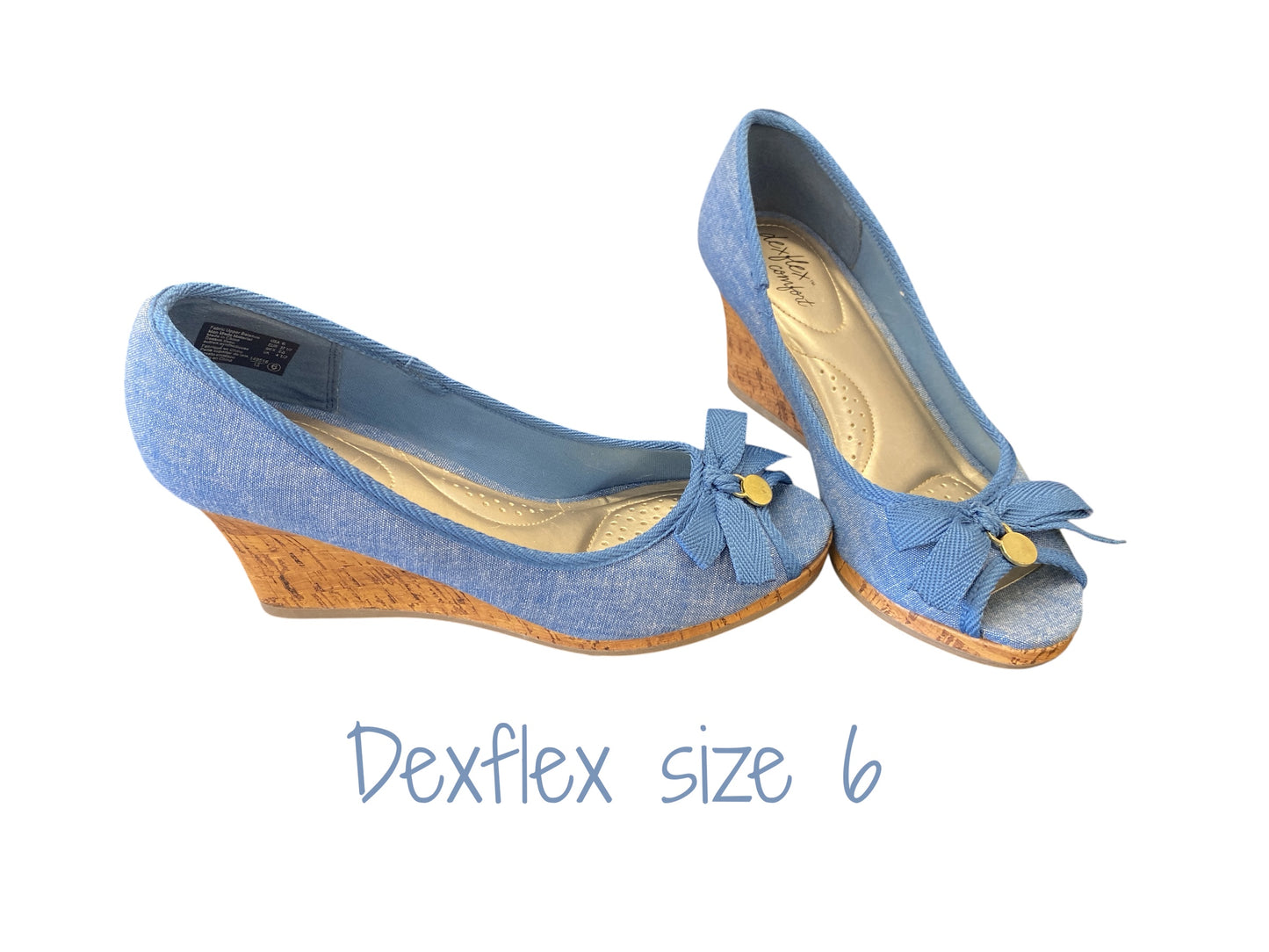 light denim Dexflex wedge heels, 6