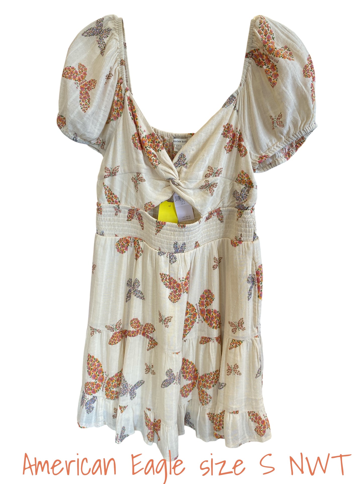 cream, floral American Eagle dress, small