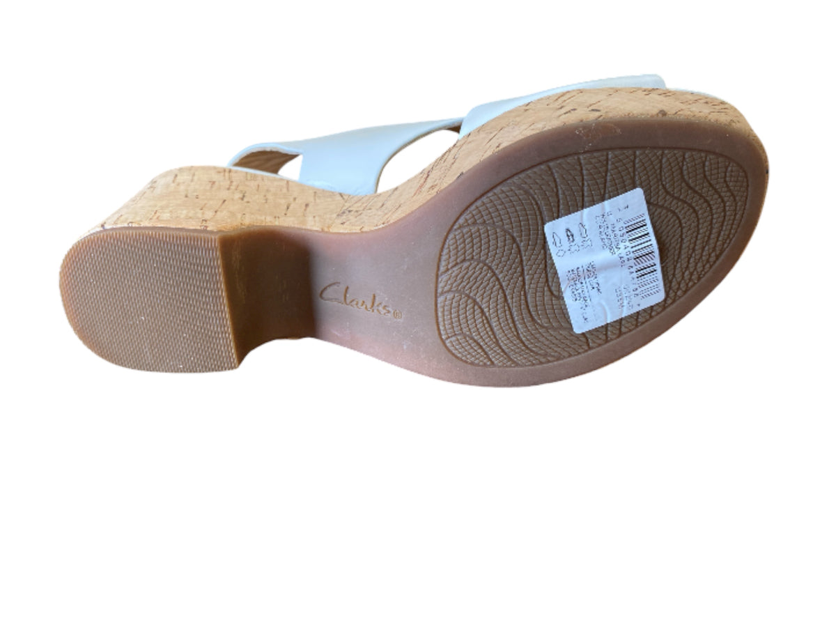 cream Clarks heels, 5