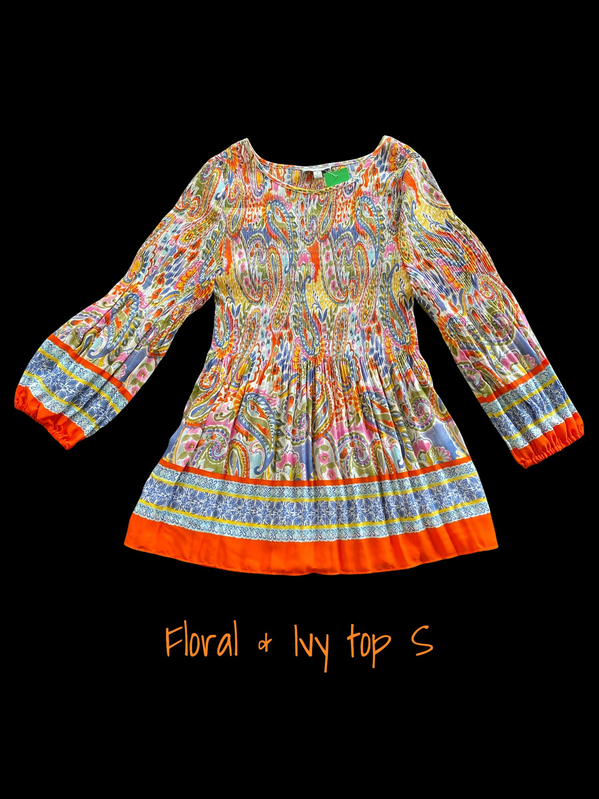 orange, multi Floral & Ivy womens top, small