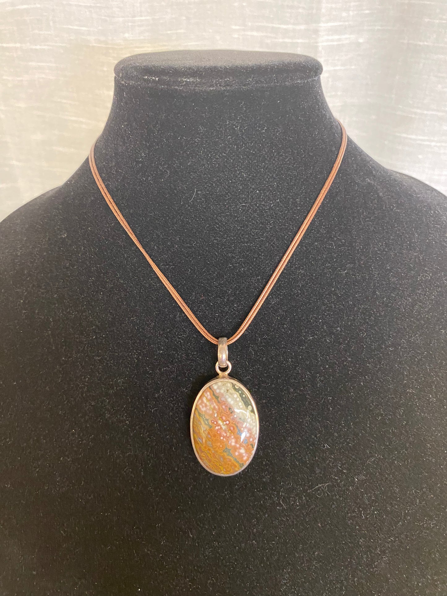 brown, silver necklace