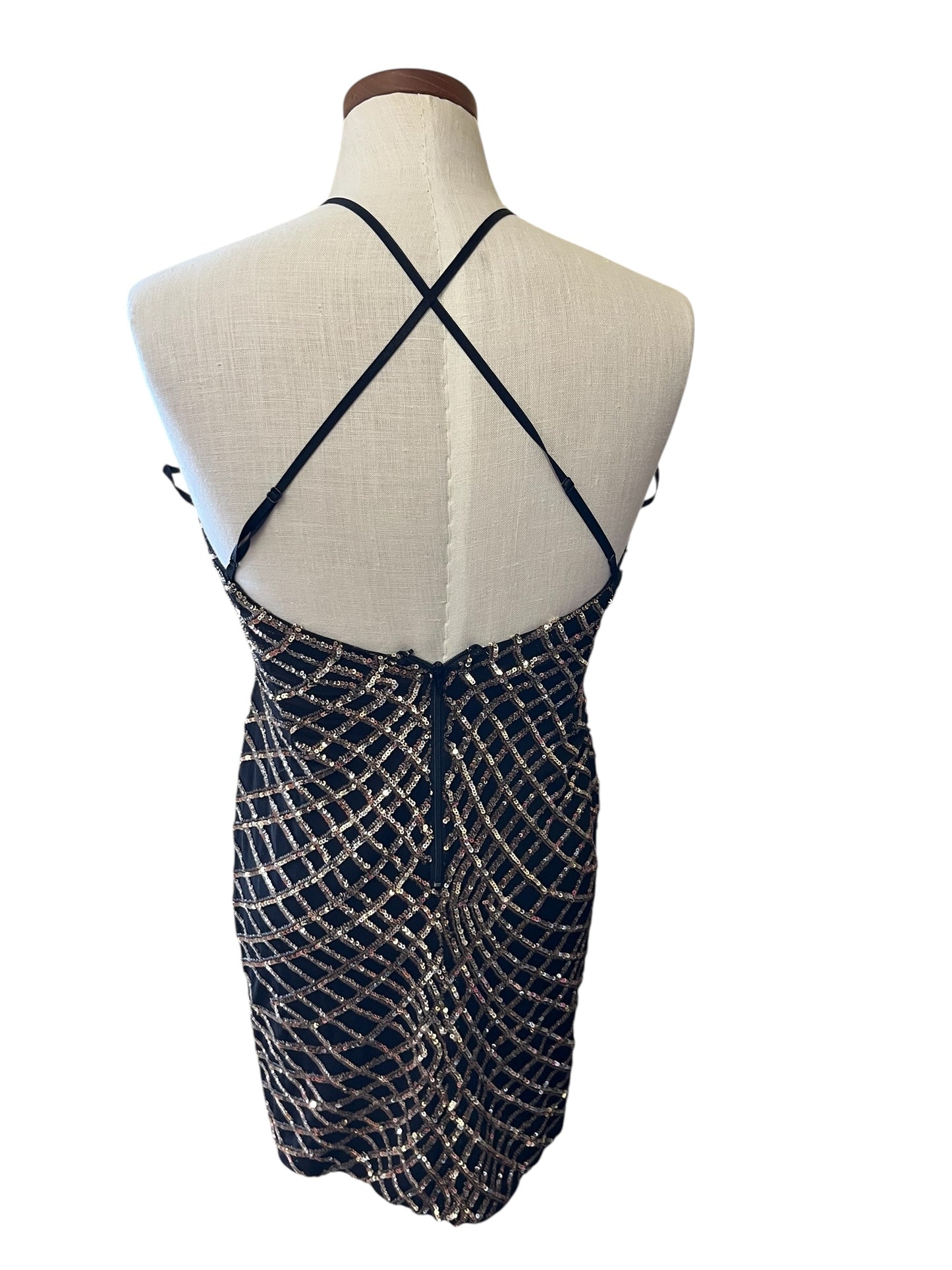 black and gold Windsor dress, medium