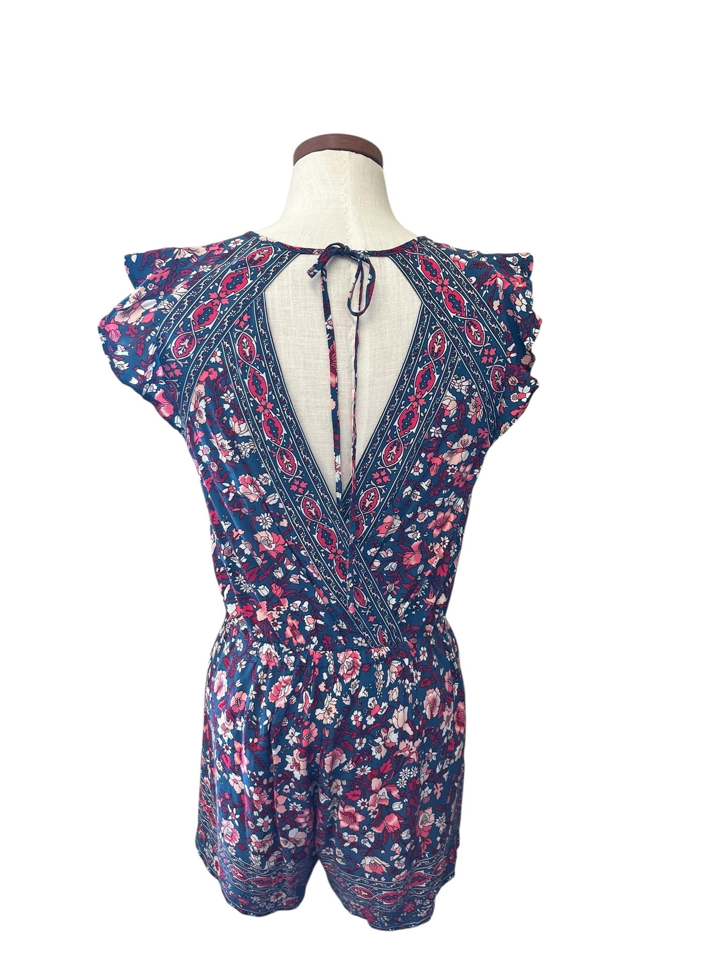 blue floral Loft Romper, xs