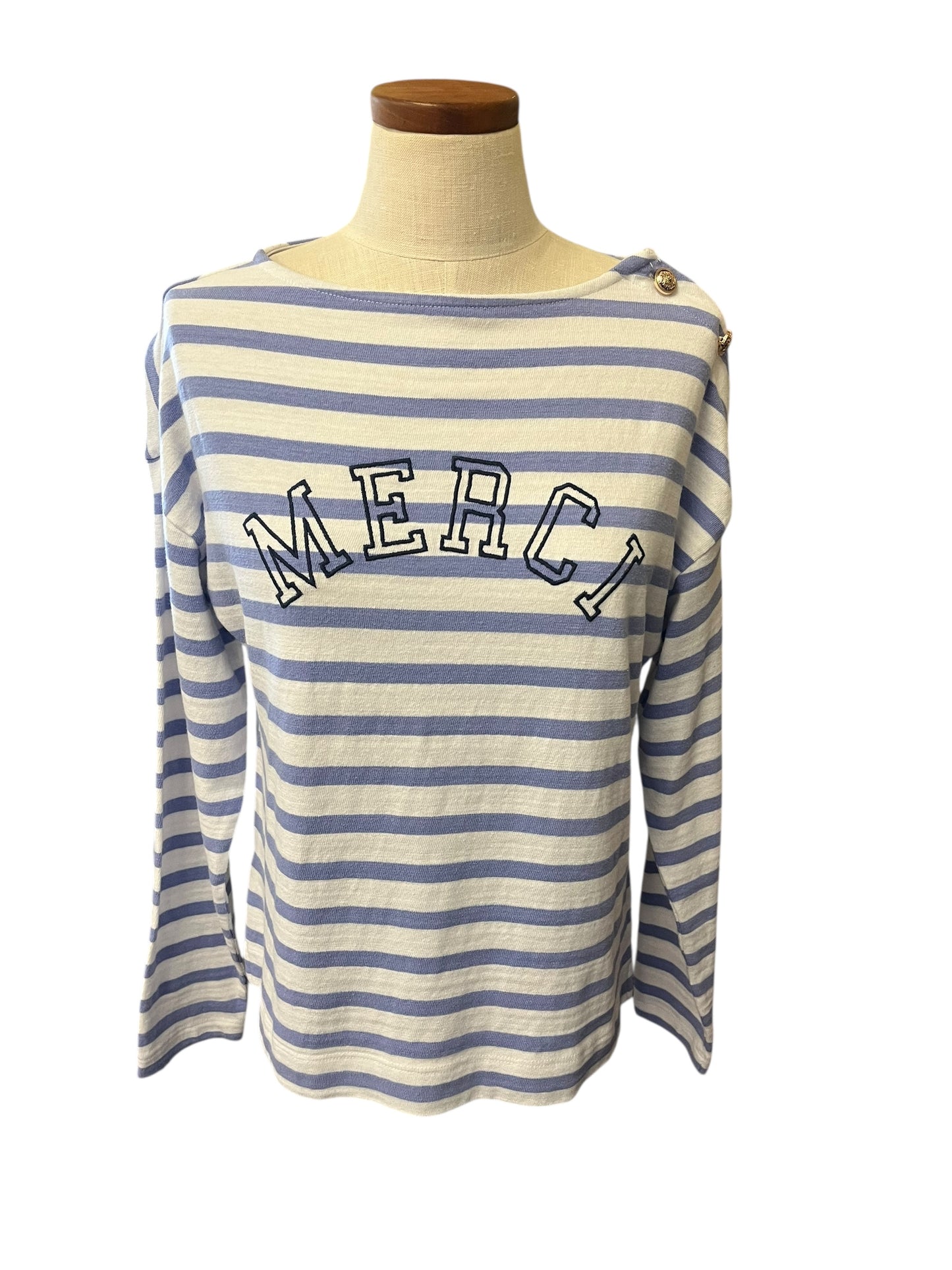 blue stripe Loft womens top, small