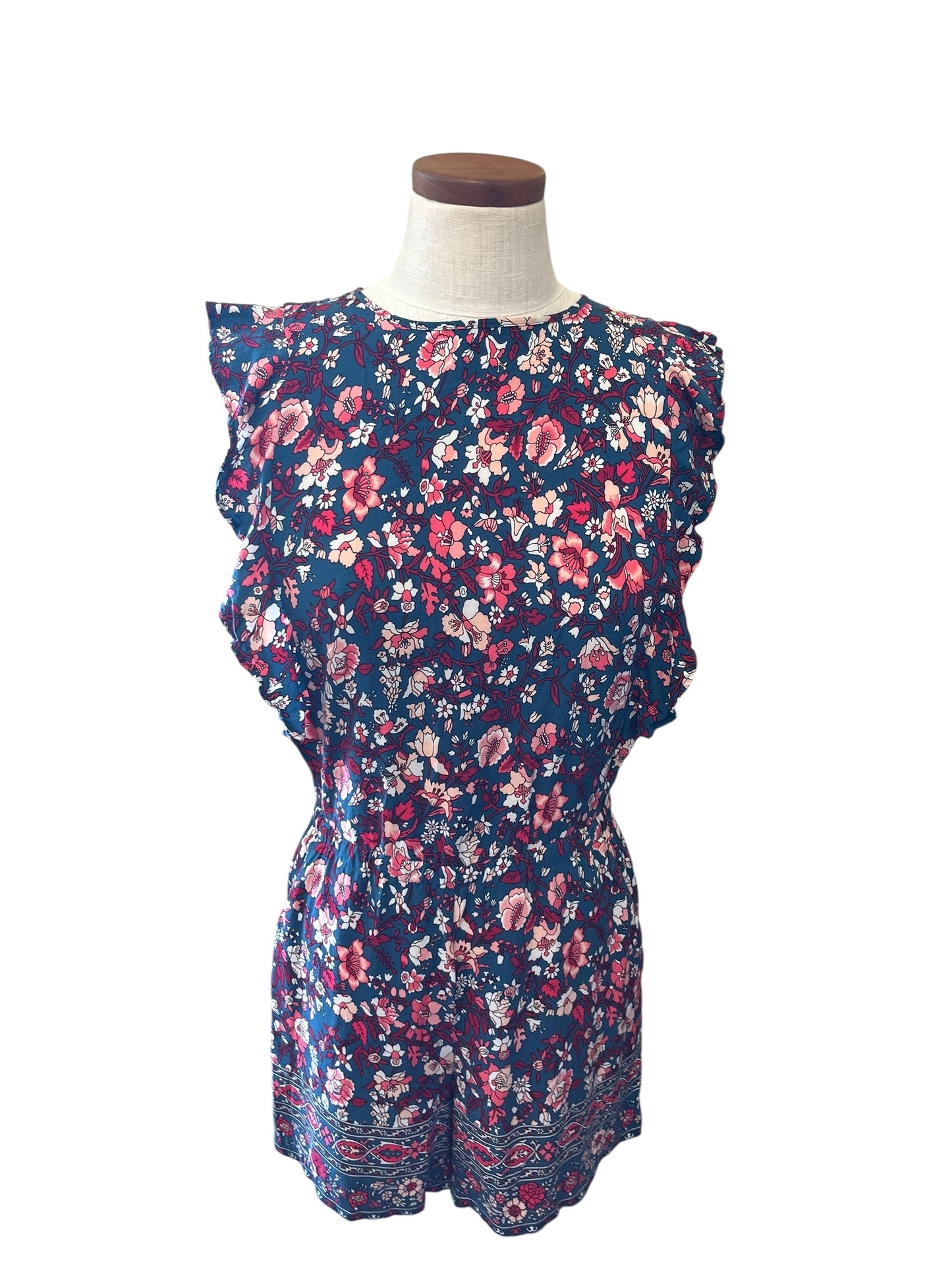 blue floral Loft Romper, xs