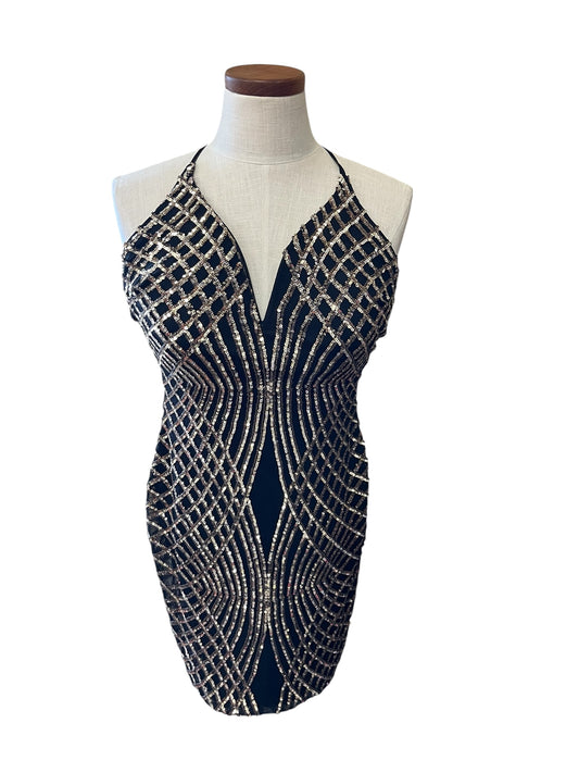 black and gold Windsor dress, medium