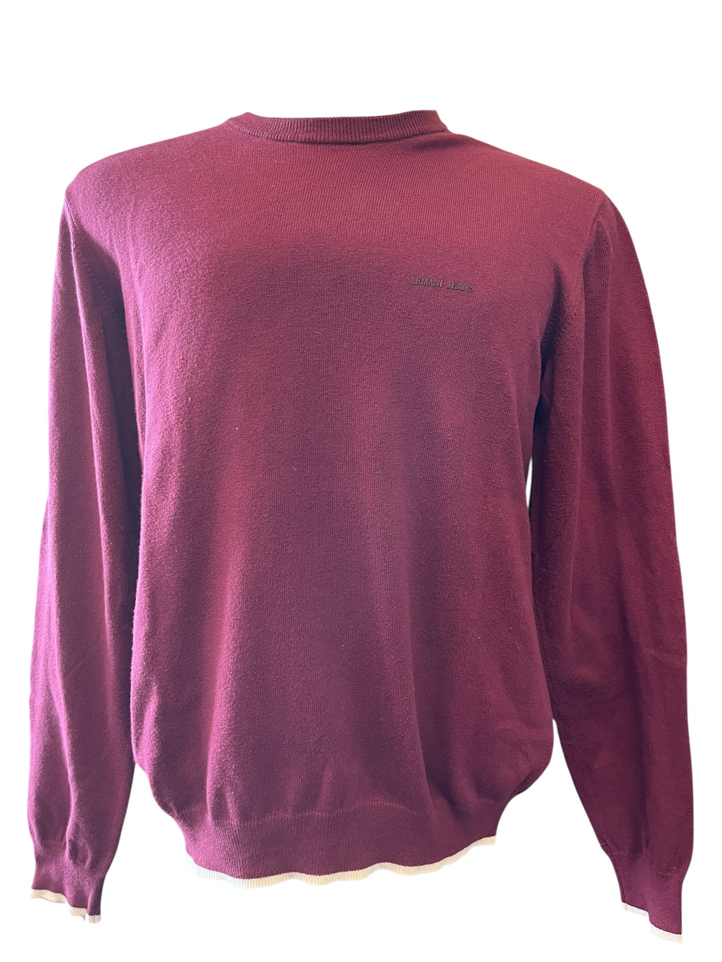 Maroon Armani Jeans Men's Tops, Medium