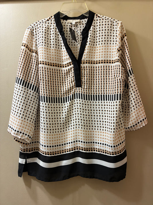 black, brown, white Kenar womens top, medium