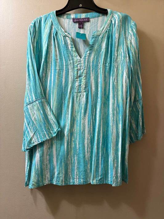 teal, white Gloria Vanderbilt womens top, large