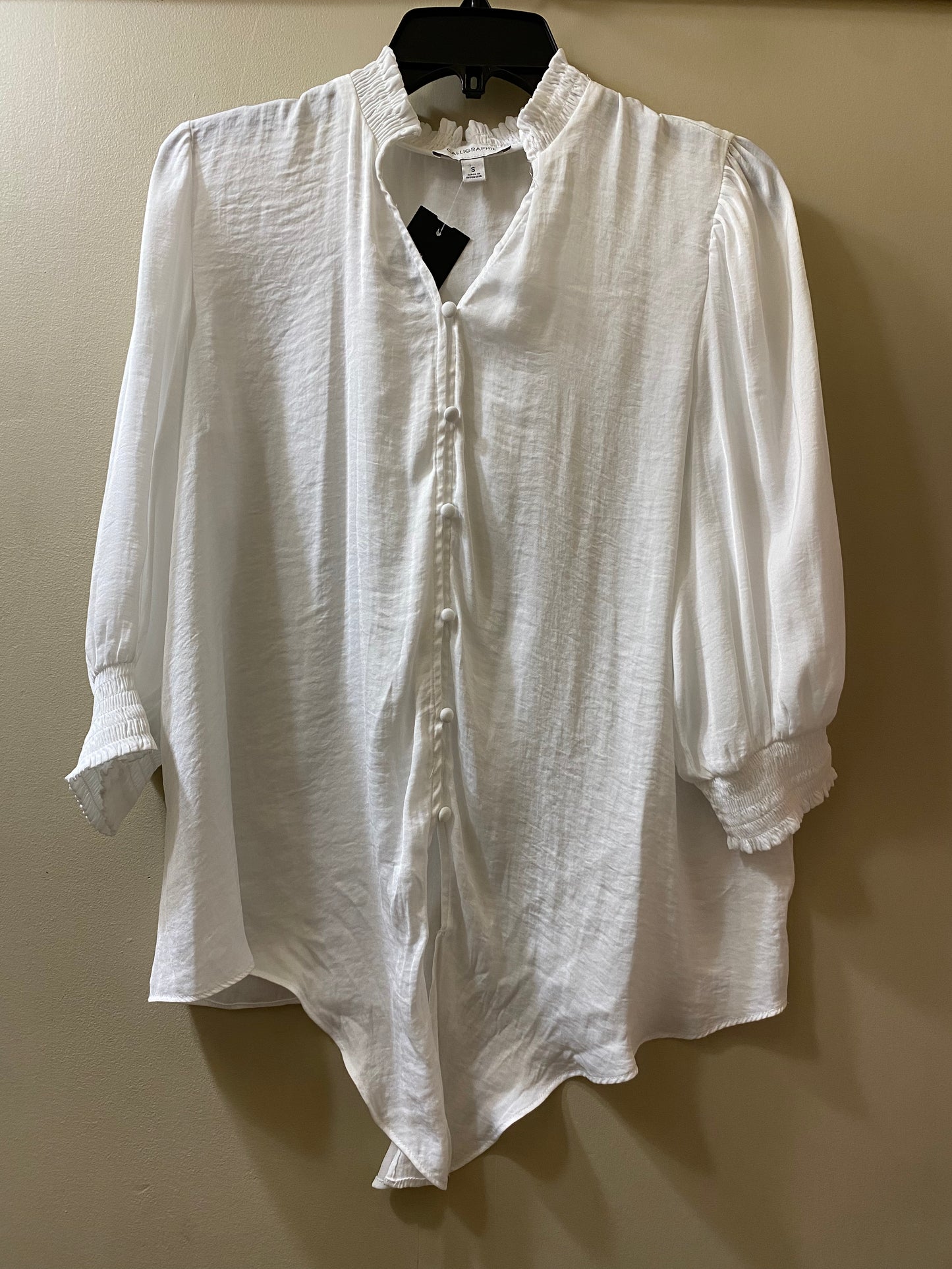 white Calligraphie womens top, small