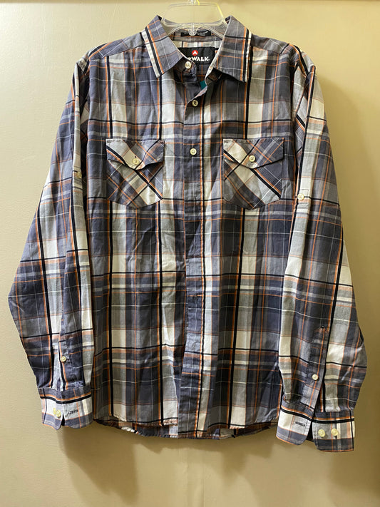 gray, orange plaid Airwalk mens top, large