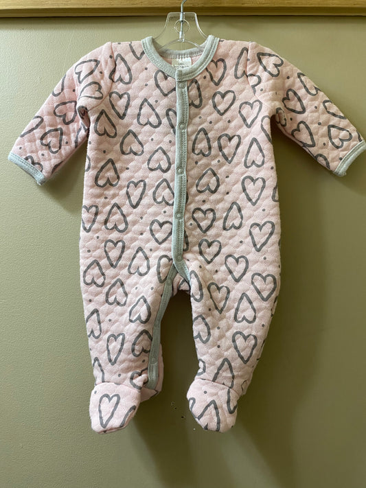 pink, gray little beginnings onesie, 0-3 months