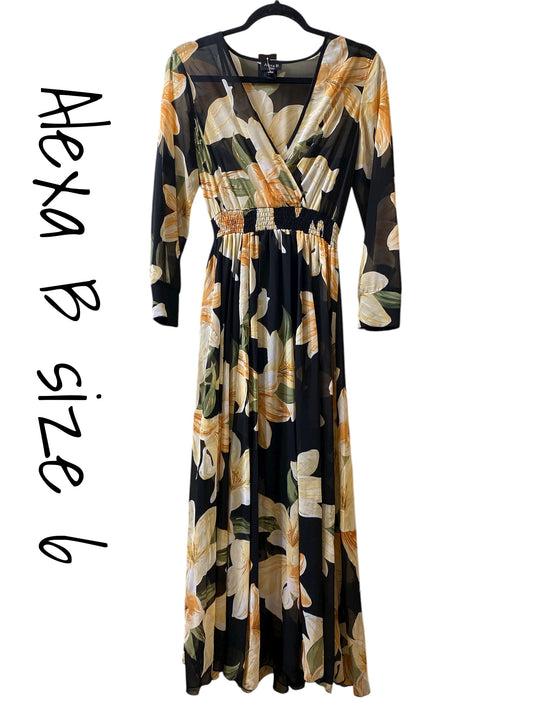 black floral Alexa B Nights designer dress, 6