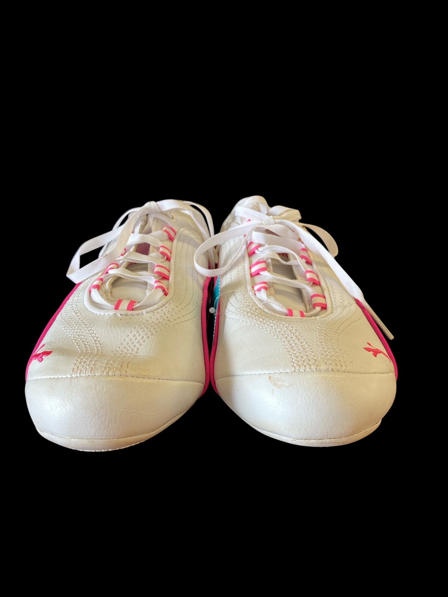 white, black, pink Puma womens sneakers, 9