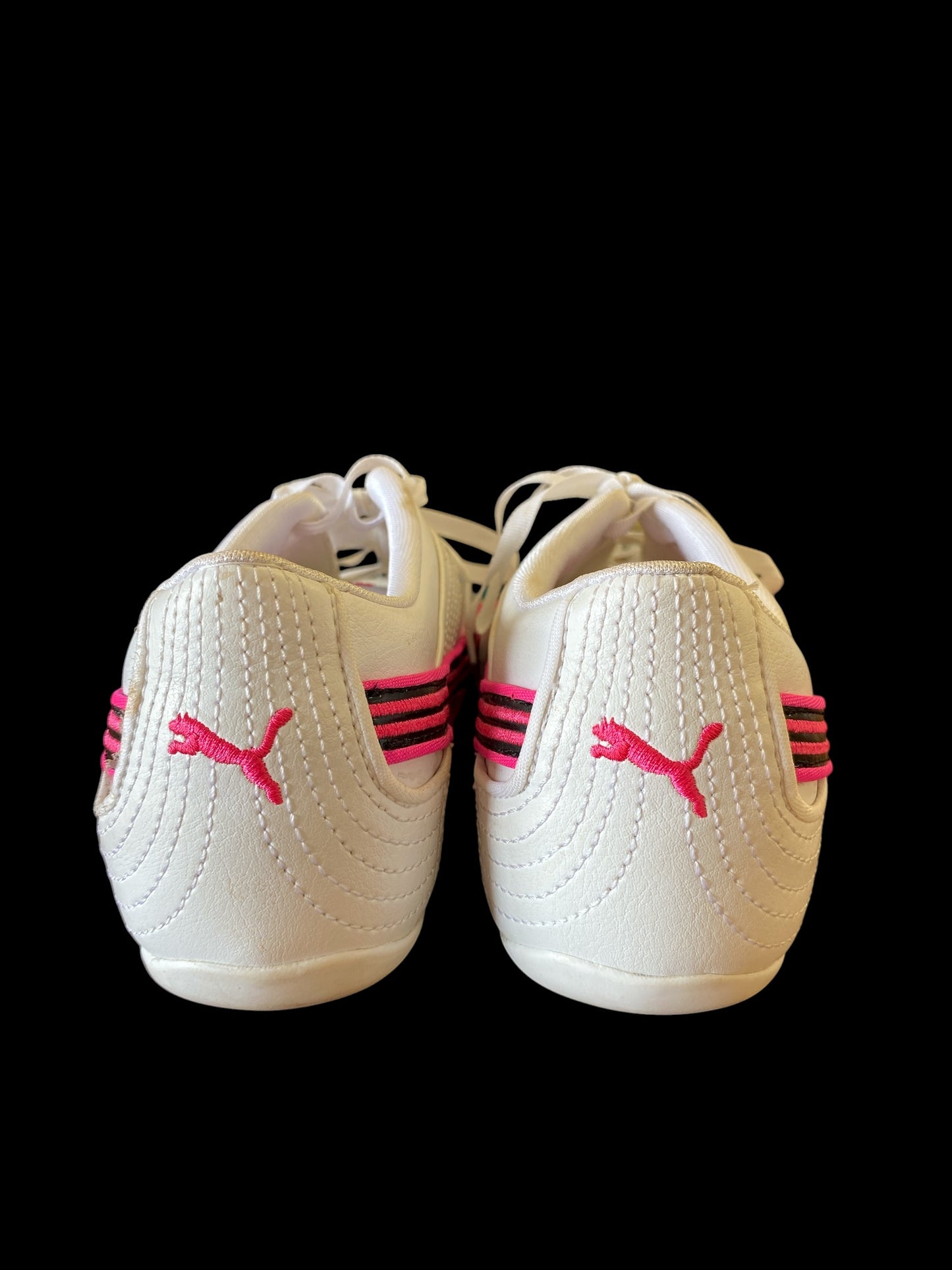 white, black, pink Puma womens sneakers, 9