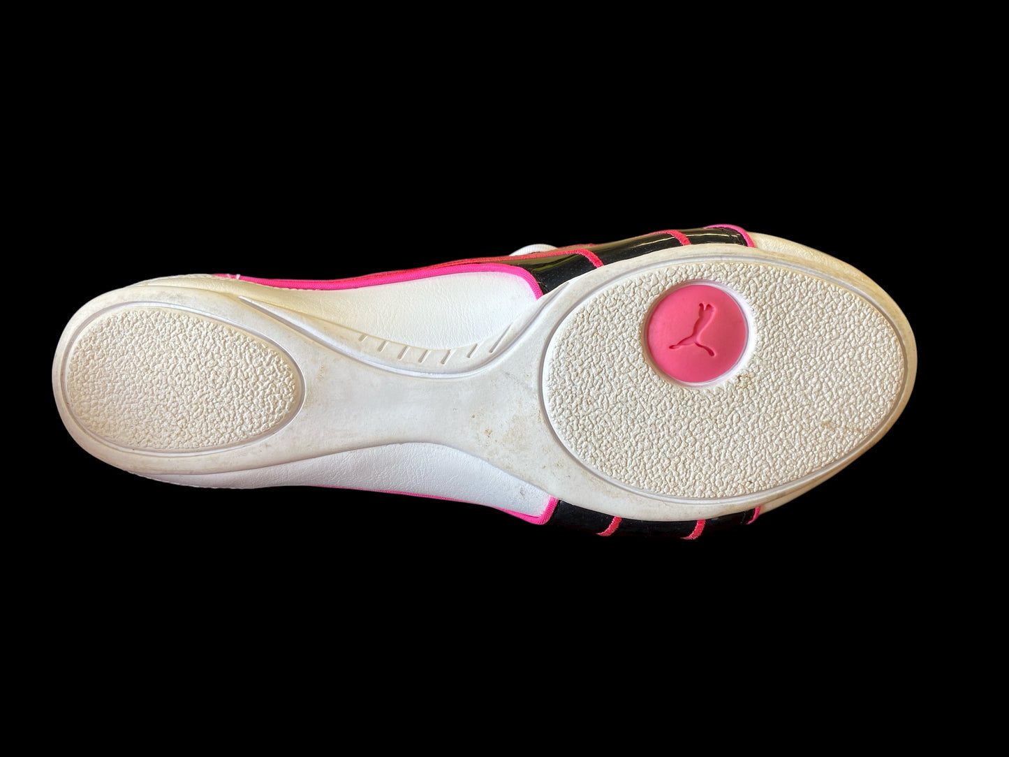 white, black, pink Puma womens sneakers, 9