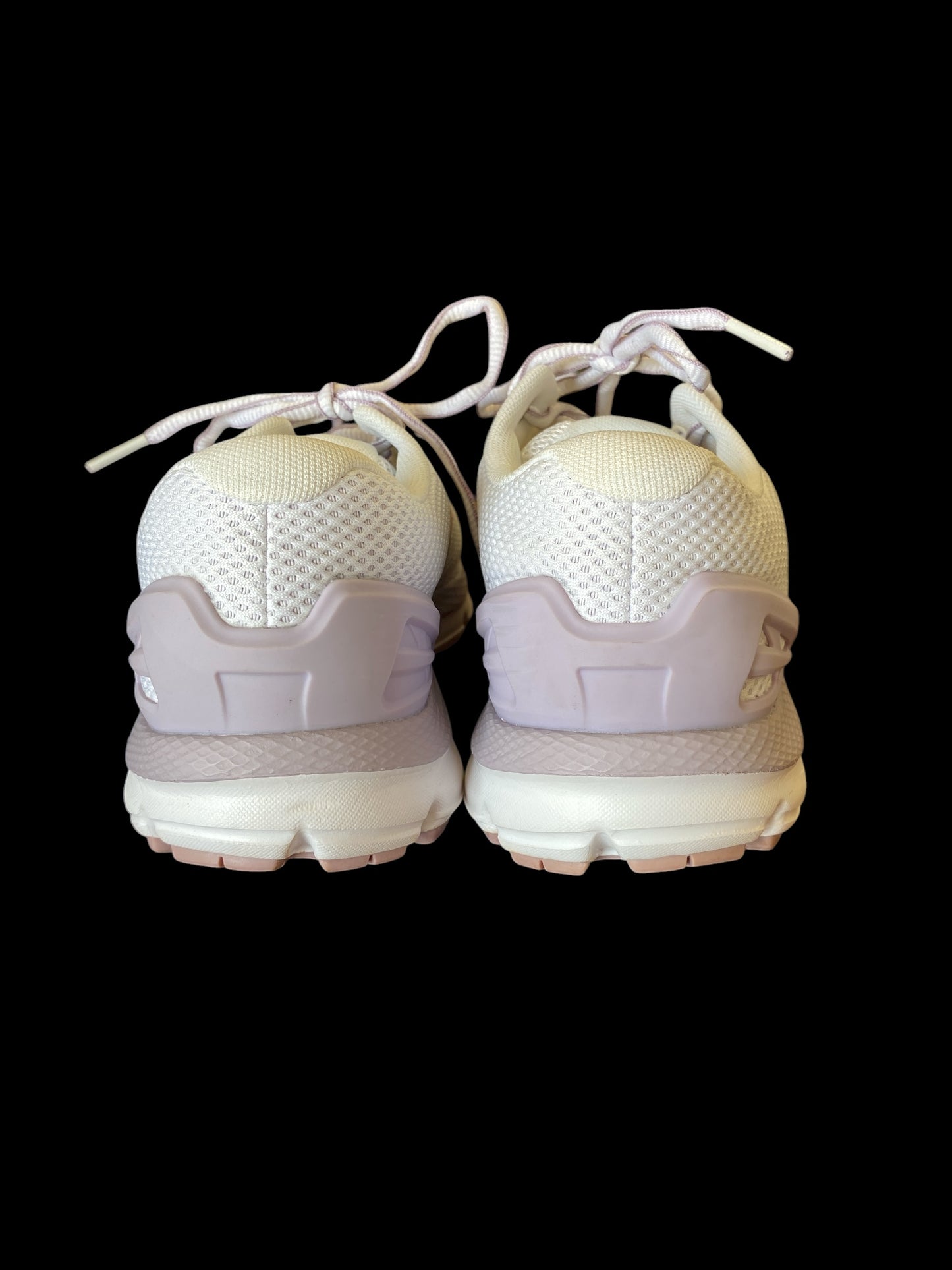 white, lavendar Under Armour womens sneakers, 9.5