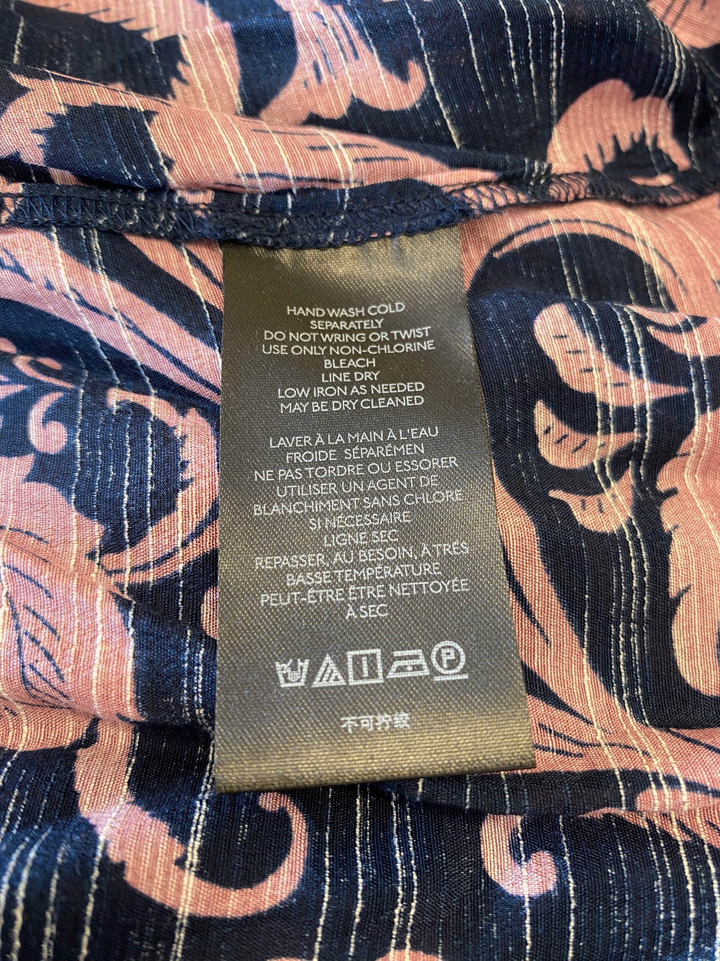 navy, mauve Anthropologie + designer shirt, 2XL