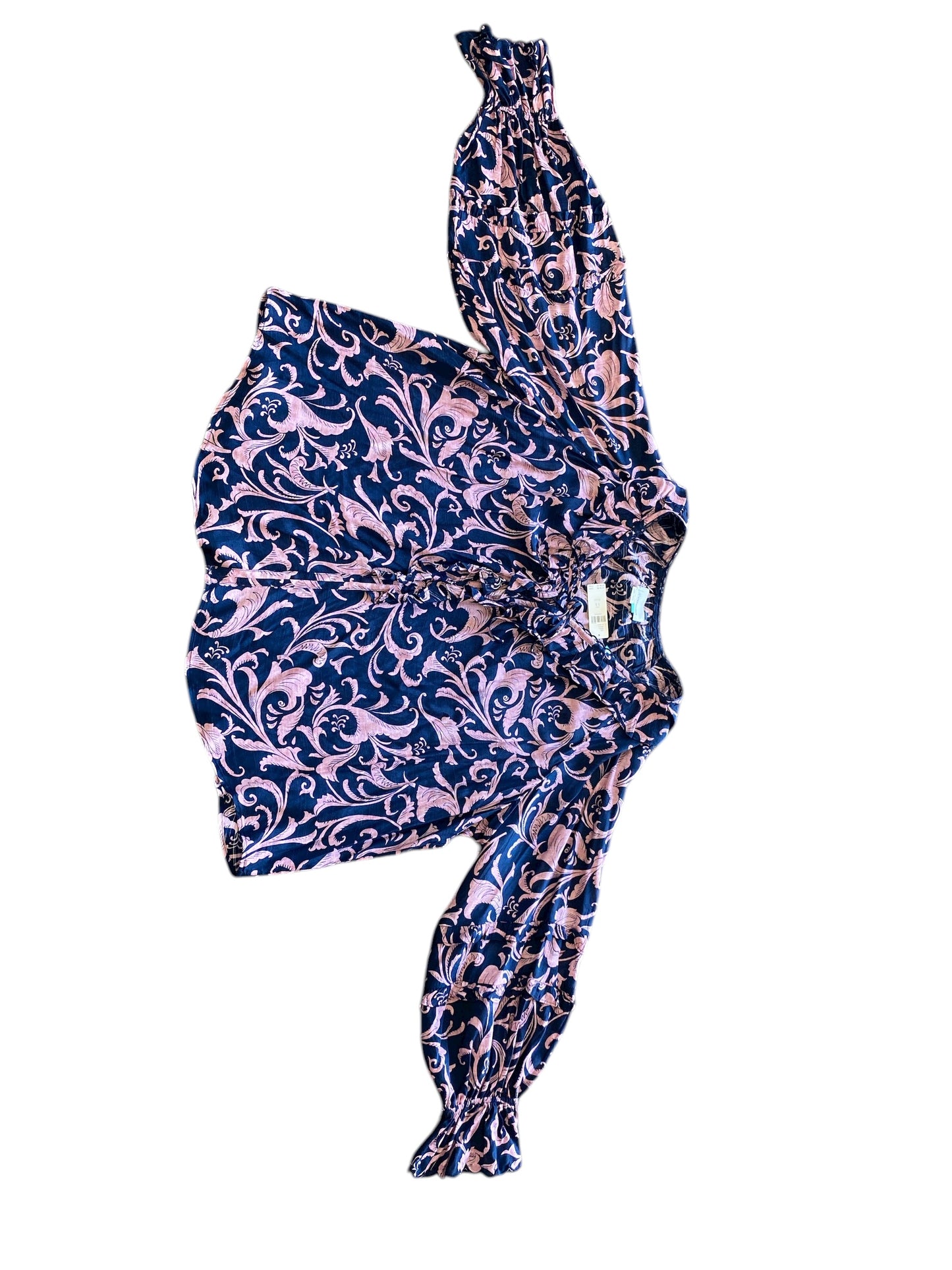 navy, mauve Anthropologie + designer shirt, 2XL