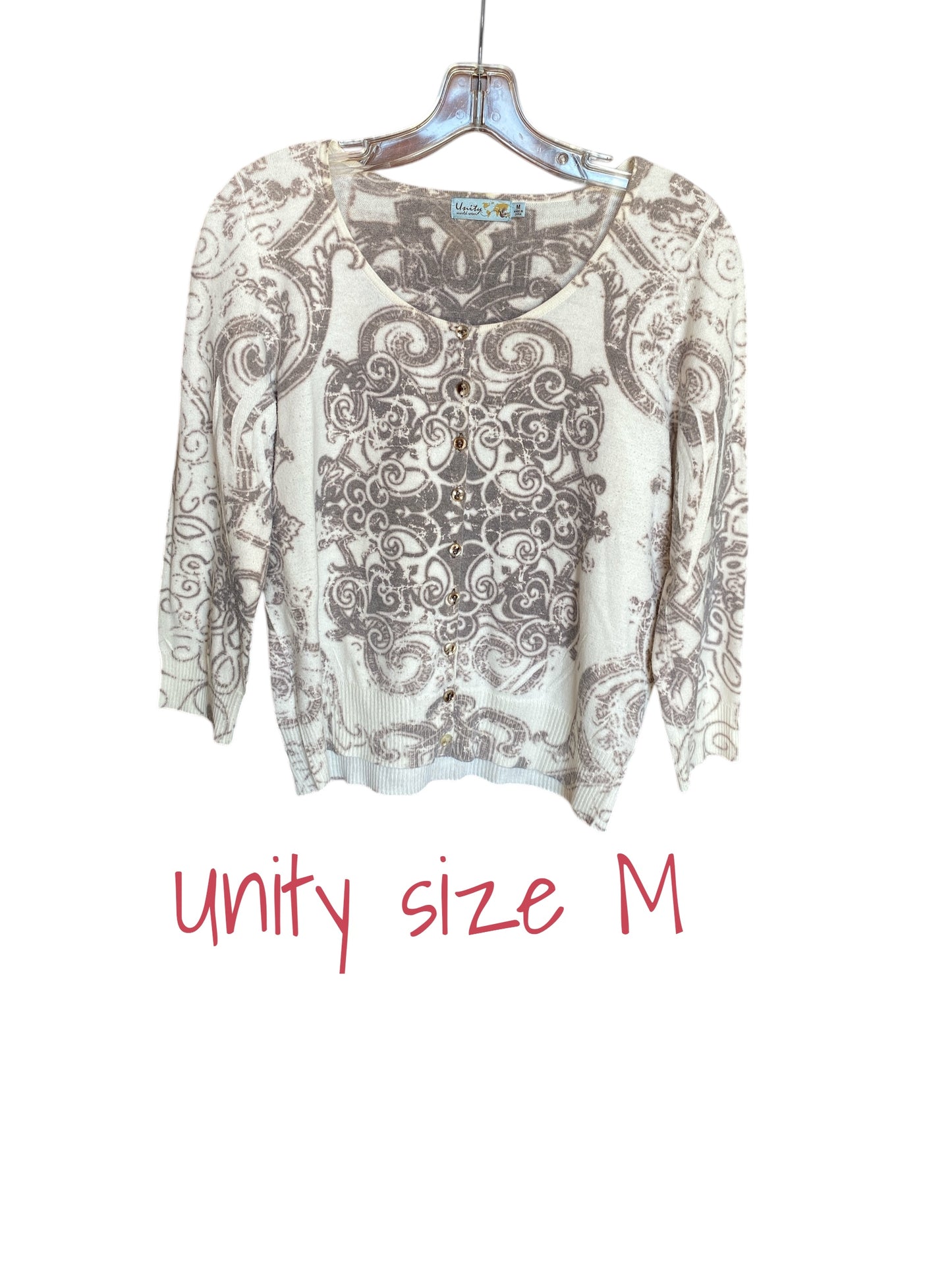 cream, gray Unity cardigan, medium