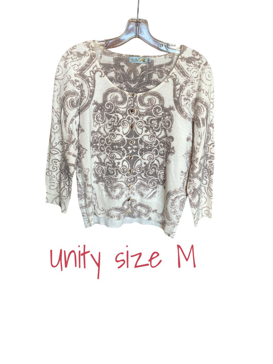 cream, gray Unity cardigan, medium