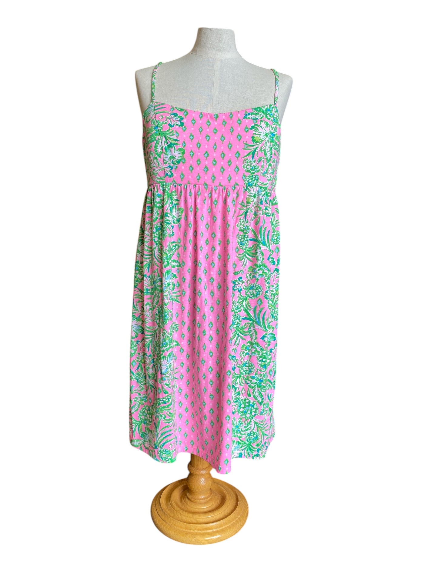 hot pink, green Lilly Pulitzer designer dress, large