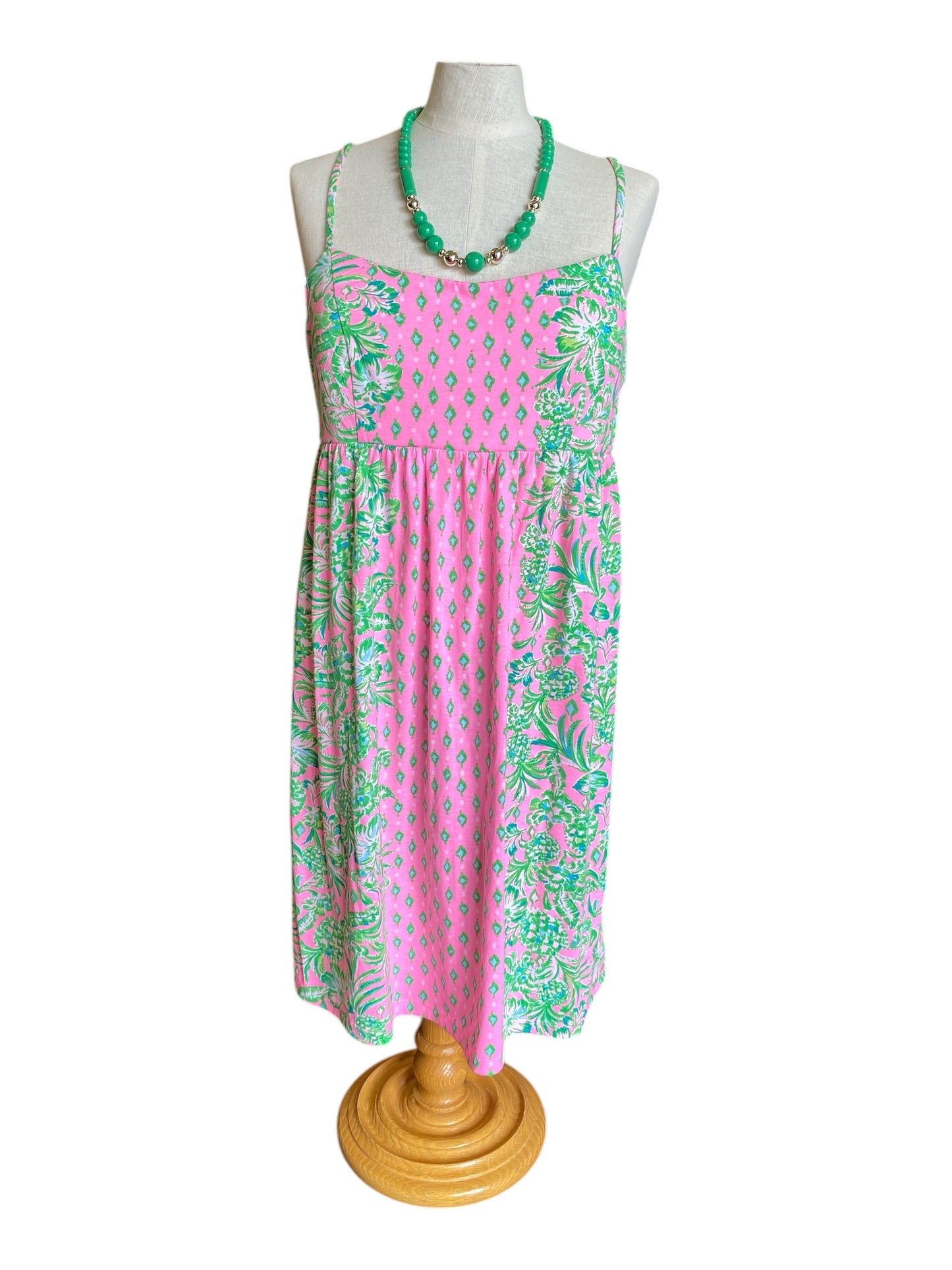 hot pink, green Lilly Pulitzer designer dress, large