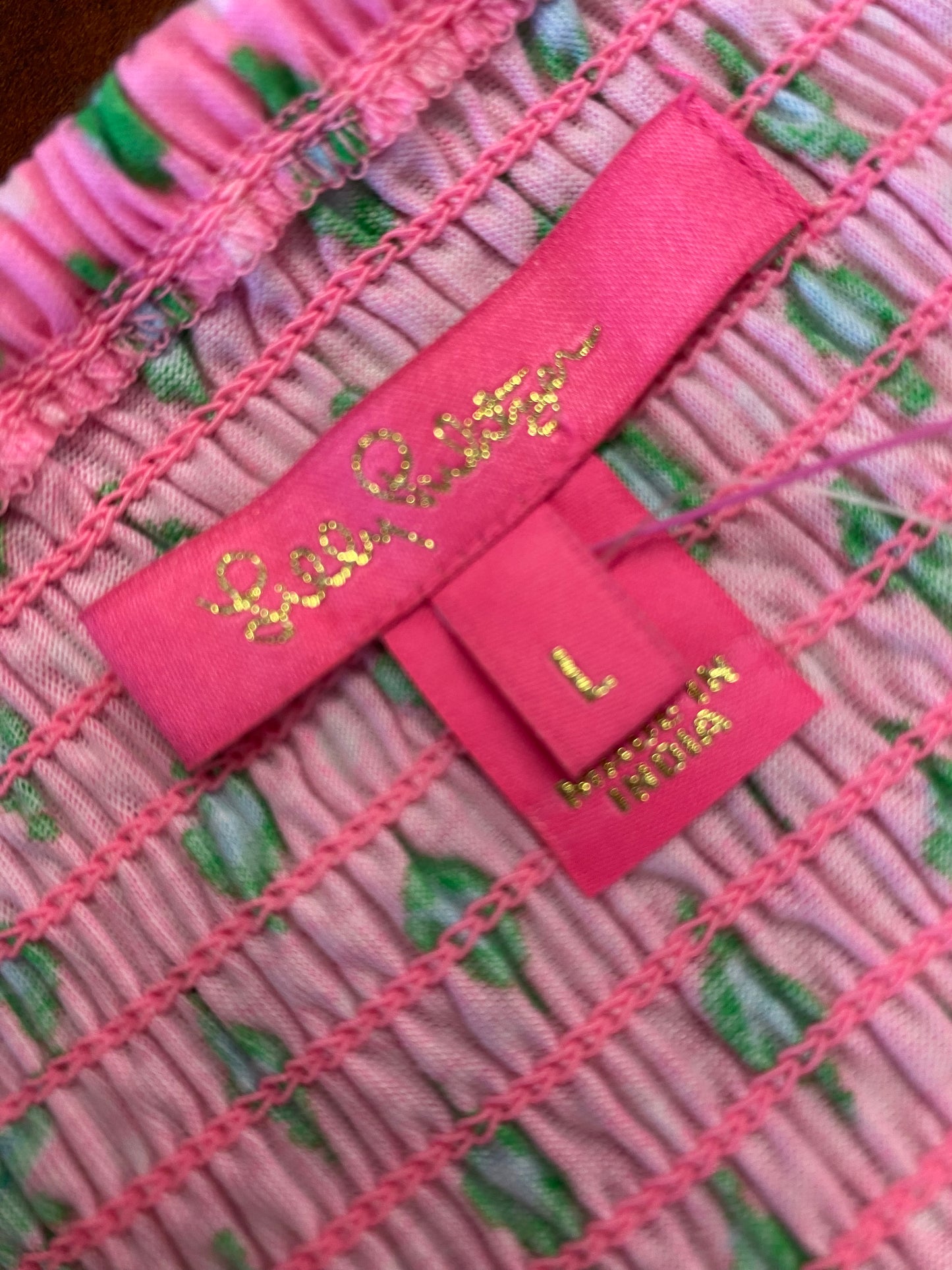 hot pink, green Lilly Pulitzer designer dress, large