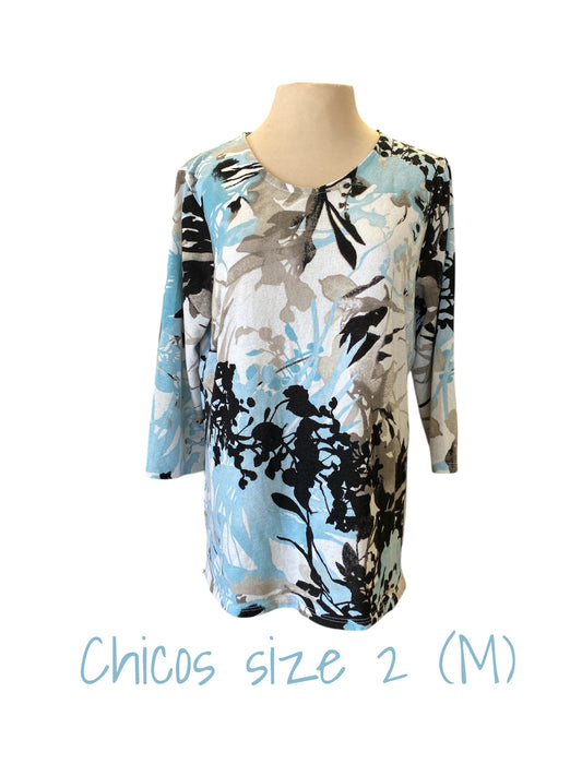 blue, white, grey Chico's womens top, 2