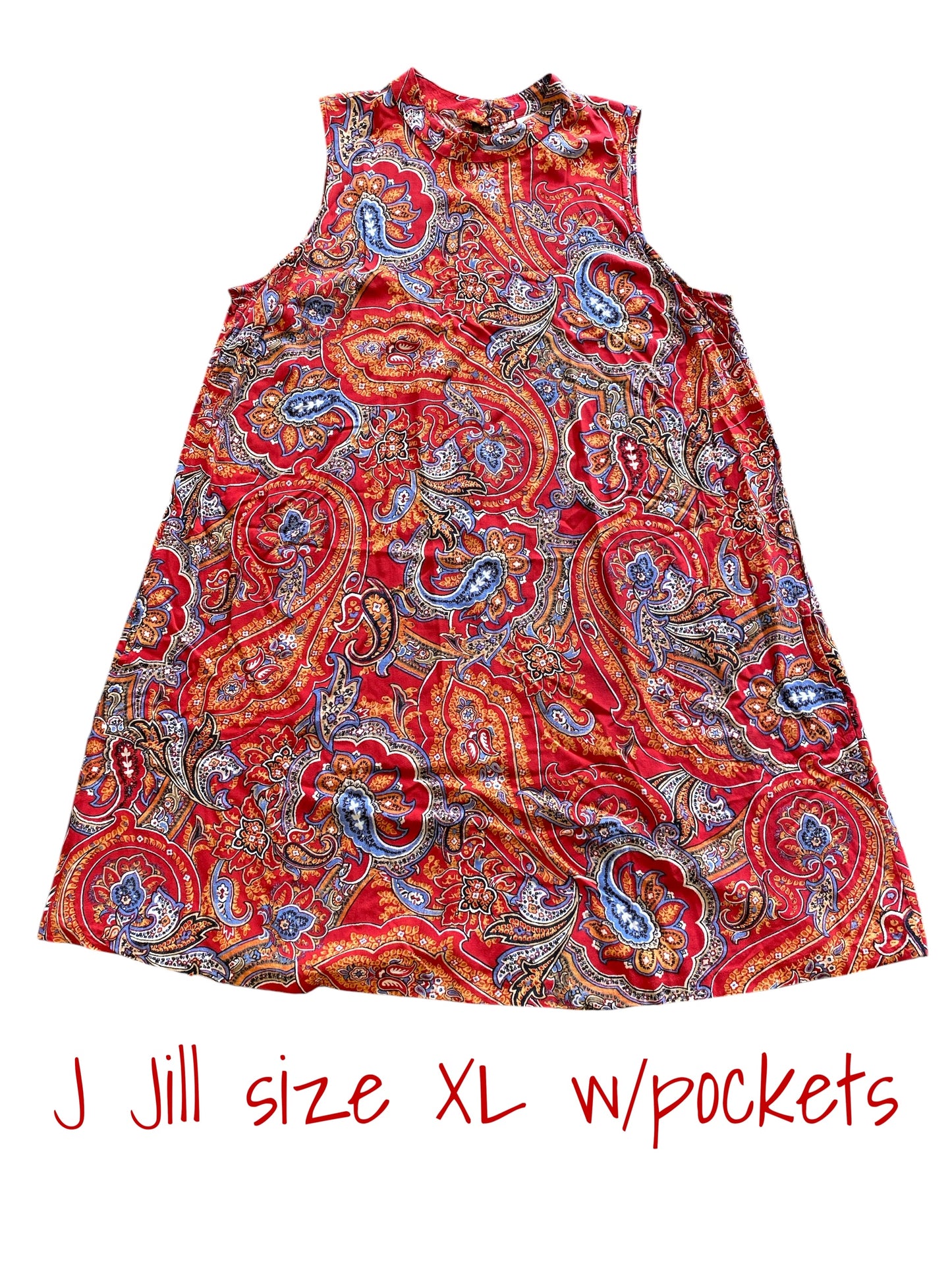 red, multi J Jill dress, XL