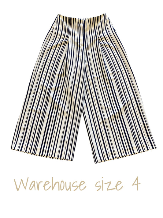 cream, navy Warehouse pants, 4