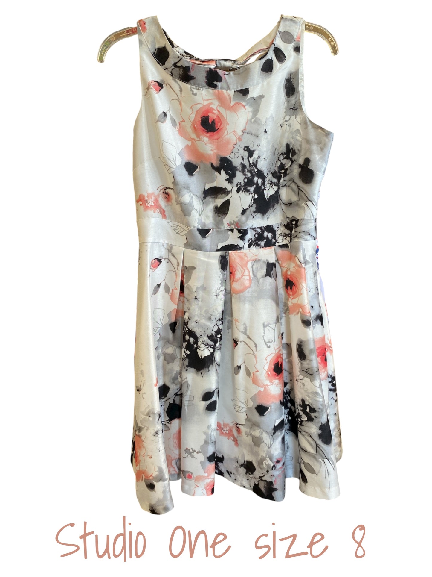 gray floral Studio One dress, 8