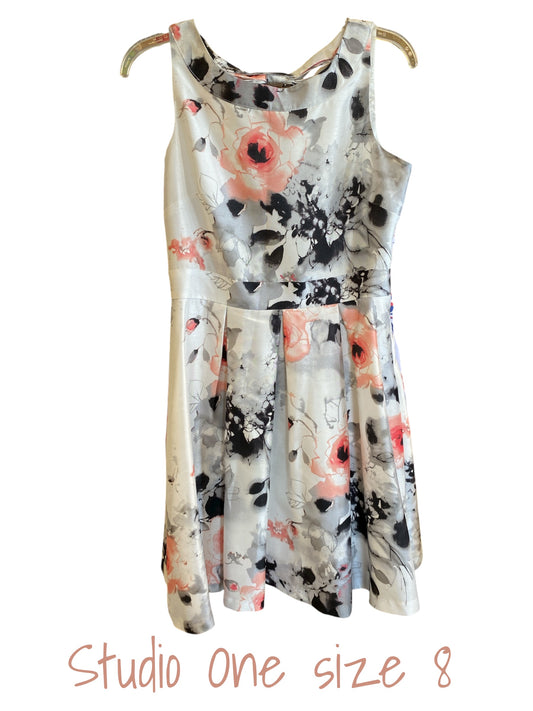 gray floral Studio One dress, 8