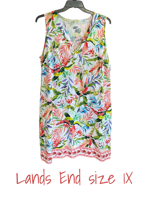 white floral Land's End dress, 1X