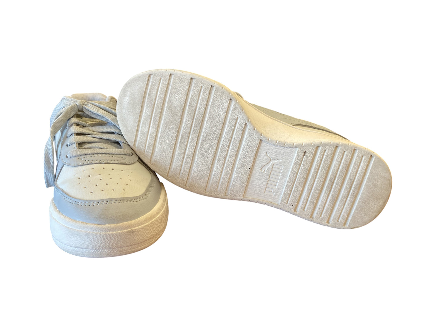gray Puma sneakers, 5