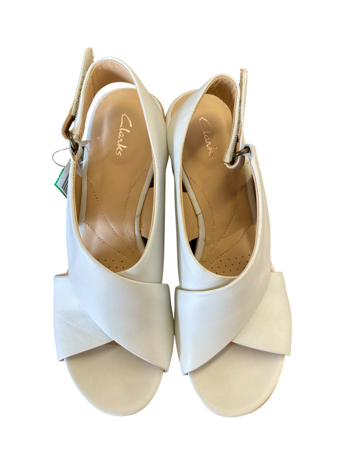 cream Clarks heels, 5
