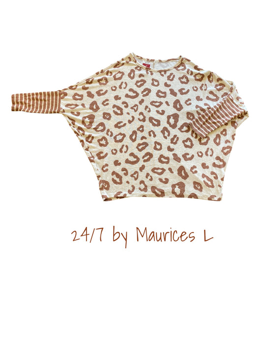 cream, brown leopard Maurices womens top, large