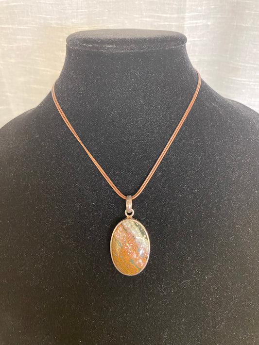 brown, silver  necklace