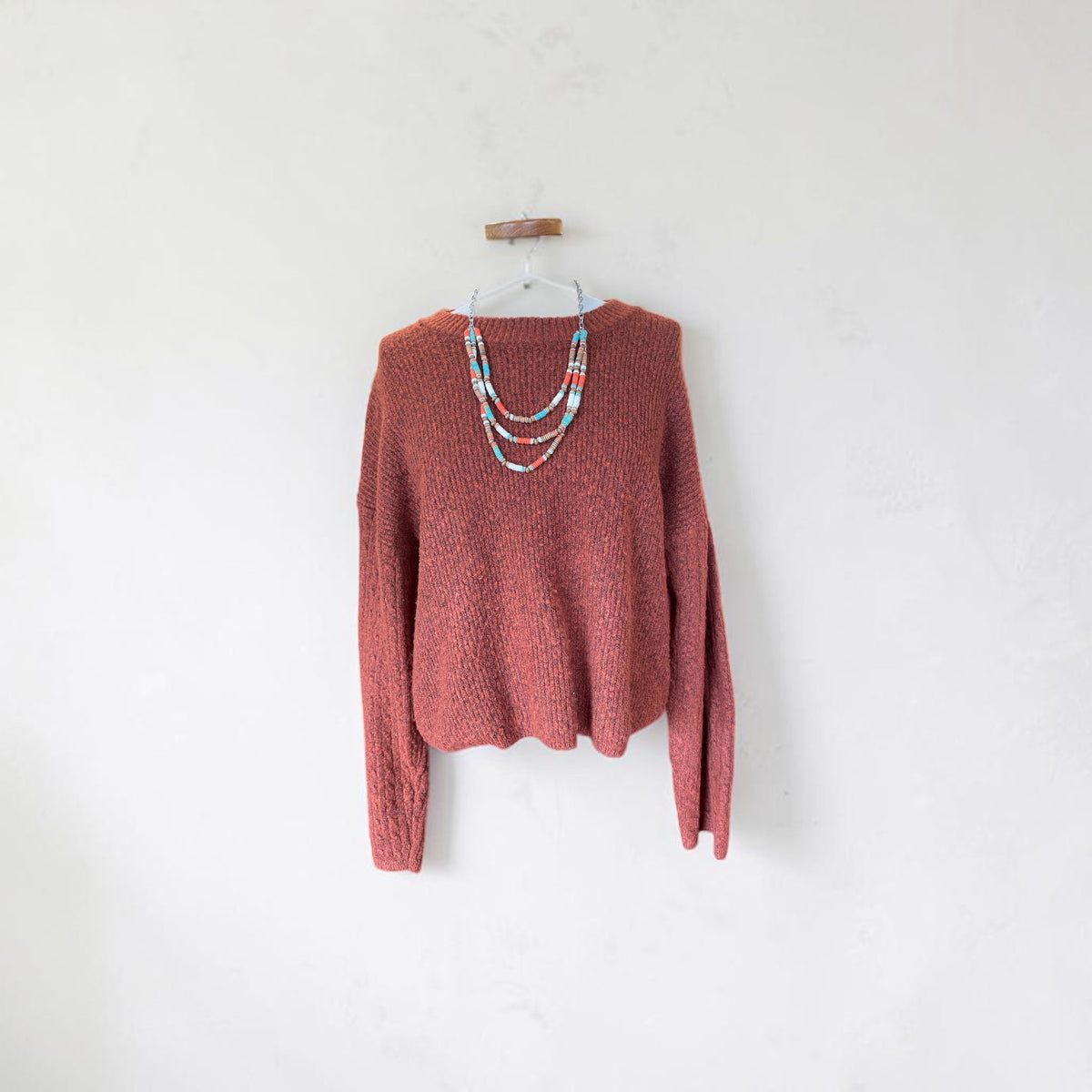 burnt orange Bobeau sweater, large