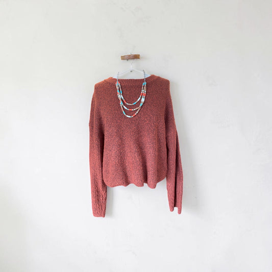 burnt orange Bobeau sweater, large