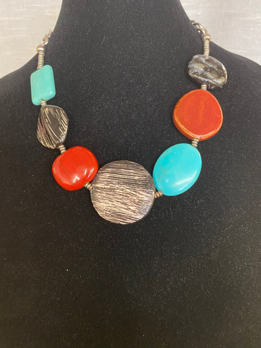 teal, multi  necklace