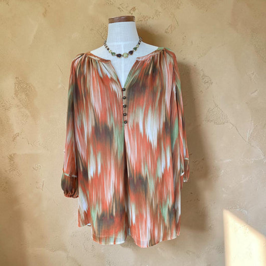 burnt orange, green Jones New York womens top, 2X